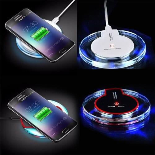 Fashion Crystal QI Wireless Charger Blue Light Crystal Charging Pad For Samsung Galaxy LG Google iphone HUAWEI