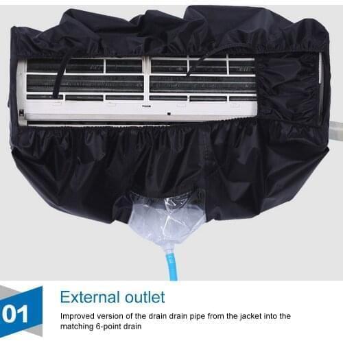 New Style Clean Waterproof Air Conditioner PU Cleaning Dust 1-1.5p/2P-3P Washing Cover Protector Black DIY Household Tools