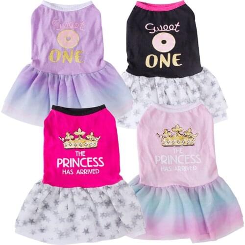 OIMG Small Dog Clothes Summer Patchwork Mesh Princess Dog Dresses Breathable Puppy Clothes Pet Dress Cat Skirts For Pomeranian