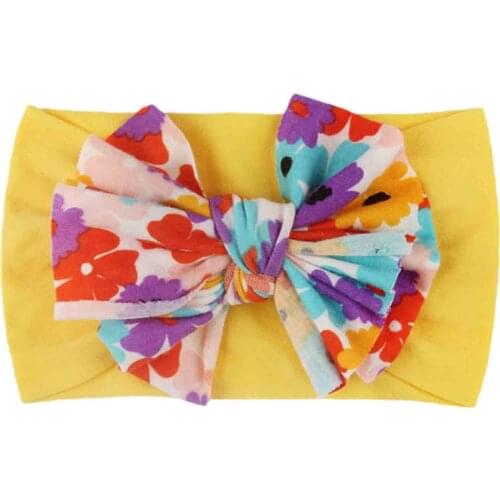 Newborn Infant Baby Girls Headwear Creative Printing Floral Bow Headband Stretch Hairband Headwear Kids Baby Hair Accessories
