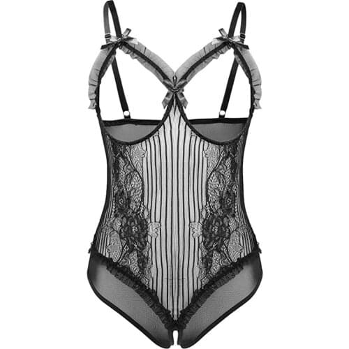 One-piece Sexy Underwear Europe and the United States New Adult Sexy Hollow Perspective Temptation Mesh Sling Underwear