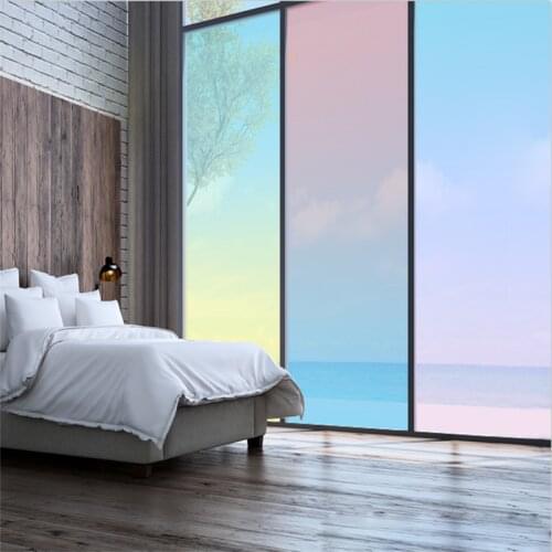 Rainbow color office gradient color film window glass door creative fashion electrostatic frosted glass film