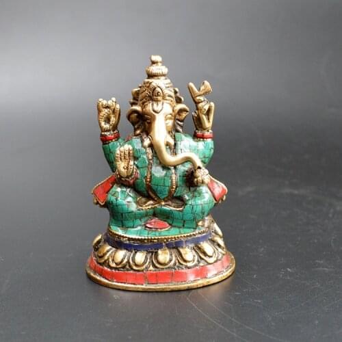 Tibetan Buddhist Tantric elephant elephant king Mammon God of victory Copper Buddha statue