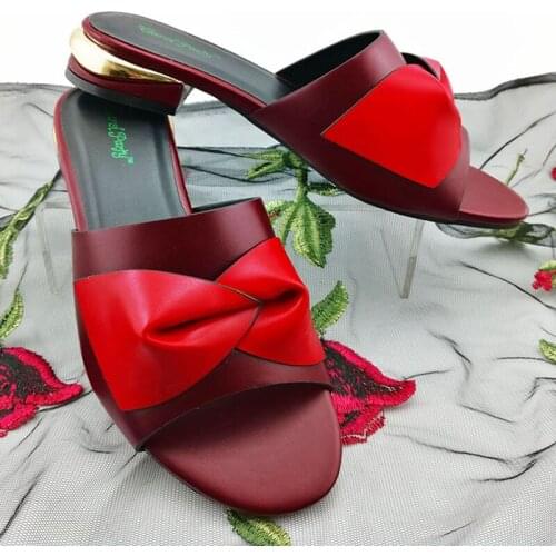 Leisure Style African Women Shoes in Wine Color Italian Women Shoes For Party High Quality Sandals For Wedding