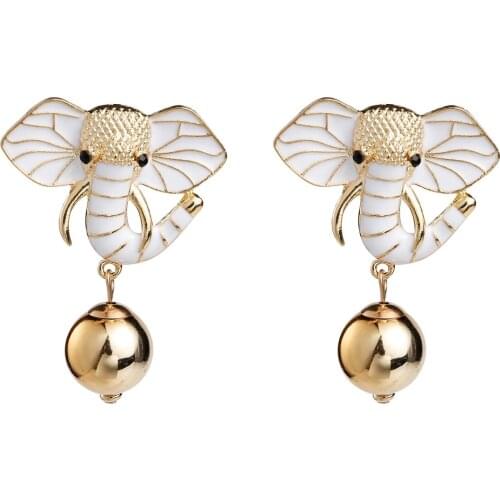 CINKILE New Enamel Elephant Drop Earrings Jewelry Women Pendant Big Animal Earrings Trendy Style Accessories Party Earring Gifts