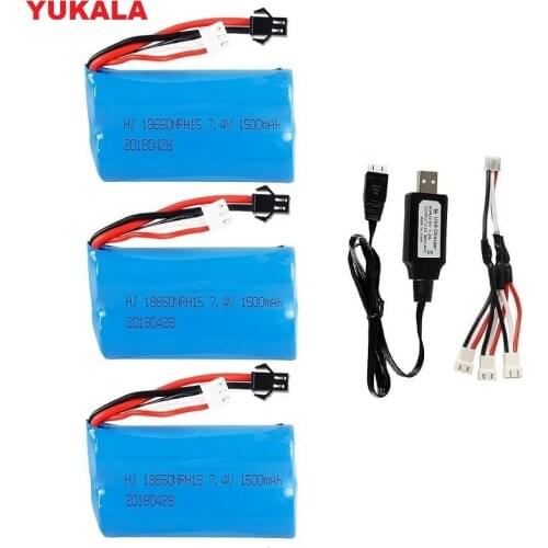 SM ) 7.4V 1500mAh lipo Battery for S033g Q1 H101 18301 18302 18311 18312 18650 7.4V Battery Rc Boats Cars Tanks Drone Part