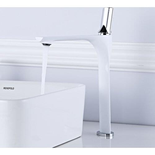 Basin Faucets White Brass Retro Bathroom Sink Faucet Single Handle Swivel Spout Kitchen Deck Vessel Mixer Tap Torneira lavatorio