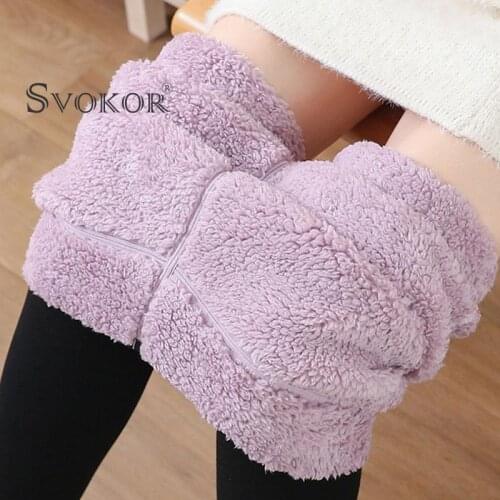 SVOKOR Winter Warm Thicken Leggings Ladies High Waist Plus Lamb Velvet Leggins Thickened One-Piece Thermal Trousers Dropshipping