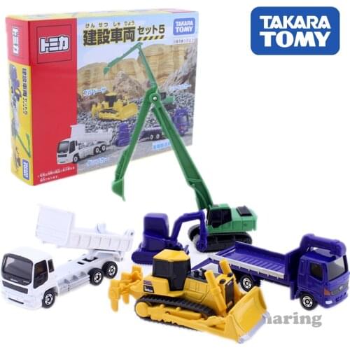 Takara Tomy Tomica Construction Vehicle Set 4 Cars Model Kit Diecast Bulldozer Toy Macgic Truck Bauble Pop Miniature Excavator