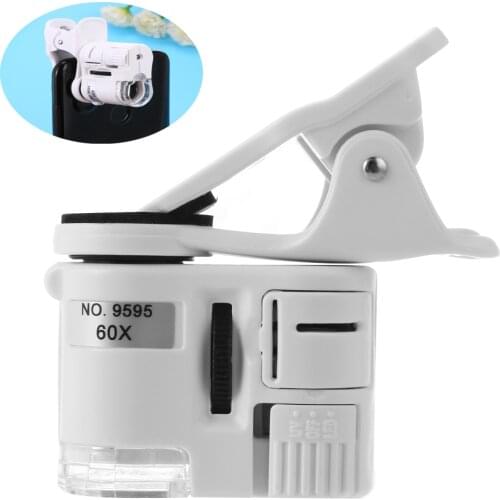60X Mobile Phone Microscope Magnifying Glass Universal LED Tools Magnification with Micro Camera Clip Magnifier LED Light