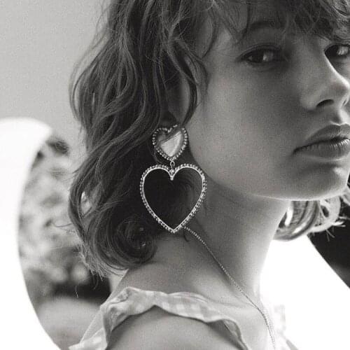 Vintage Metal Big Heart Alloy Drop Earring Fashion Statement Women Gold Color Geometric Dangle Earrings Brincos Trendy Jewelry