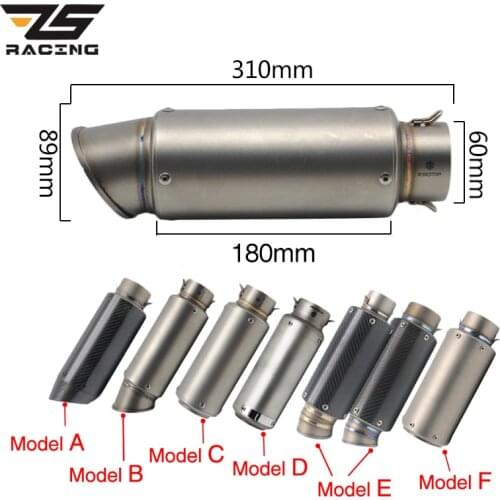 ZS Racing Motorcycle Exhaust Muffler SC GP Escape Exhaust Mufflers Carbon Fiber Exhaust Pipe 51mm 61mm For Z750 R1 R6 S1000RR