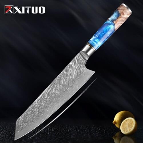 XITUO Damascus Kitchen Knife 67 Layers Japanese Carbon Steel PRO Chefs Knife Meat Slicing Nakiri Kiritsuke Cleaver Knife New