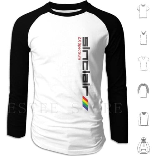 Zx Spectrum Hoodie Long Sleeve Zx Spectrum Micro Computer 1980S Rainbow Flash Miner Willy Jet Set Knightlore Microdrive