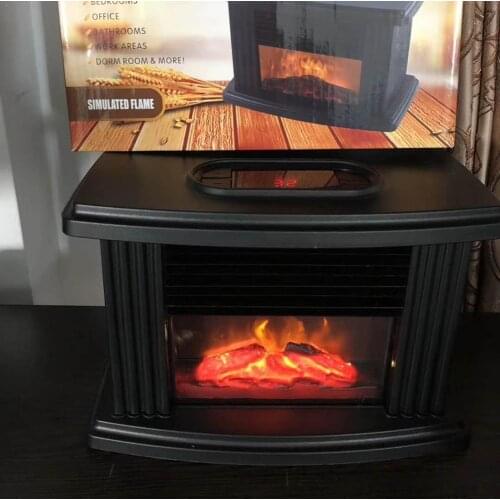 1000w 220v Mini Electric Fireplace Stove Heater Portable Tabletop Indoor Space Heater With Remote Control Room Air Warmer Fan