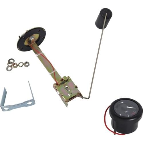 12V 2 inch 52mm Marine Dash Mounted Fuel Lever Gauge & 350mm Sensor - E-1/2-F Indicating Range - Black