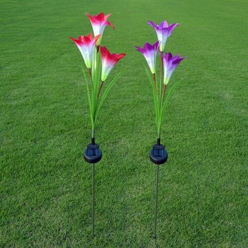3 LED Solar Lily Lanterns Artificial Lanterns Outdoor Decorative Lawn Lights 3 Lily Lanterns Solar Garden Light