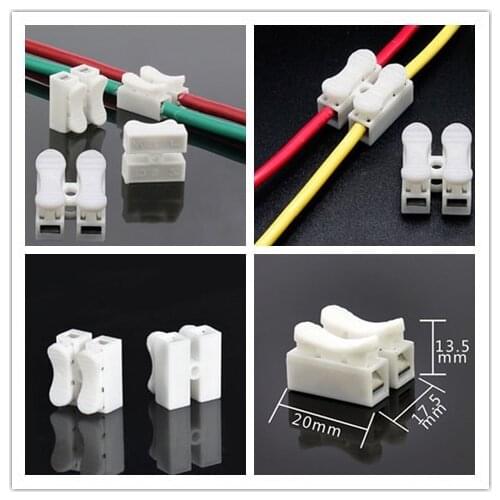 30pcs/lot 20x17.5x13.5mm Quick Splice Lock Wire Connectors CH2 2Pins Electrical Cable Terminals