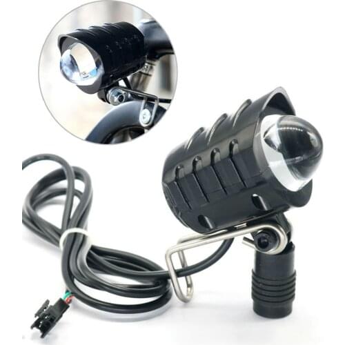 36-60V 2in 1 With Horn High Brightness LED Front Fork Light Ebike Headlight Spotlight Waterproof SM Connector