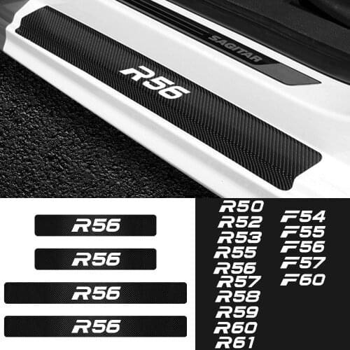 4pc Car door Carbon Fiber threshold Sticker Sill Anti Scratch Decal For mini R50 R52 R53 R55 R56 R57 R58 R59 R60 R61 F54 F55 F56