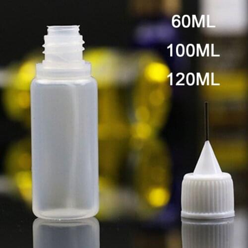 60/100/120 ml Empty Plastic Squeeze Liquid Dropper Bottle With Metal Needle For Vape Electronic Cigarette
