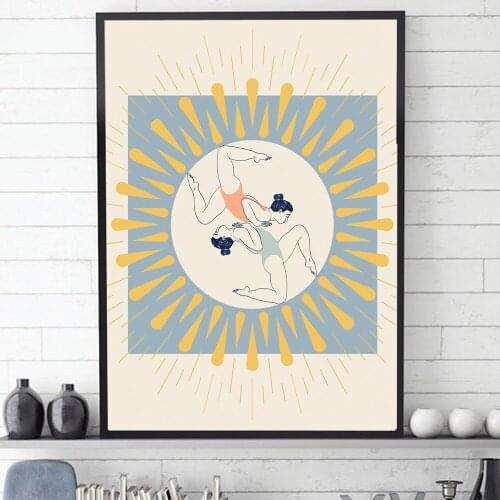 Abstract Solar Two Women Poster Modern Wall Art Canvas Painting Fashion Living Room Nordic Home Decor Frameless Picture