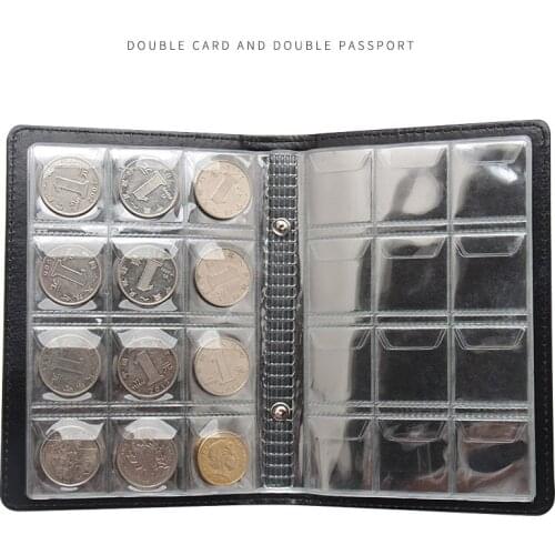 PU leather World Coin Stock Album Book 120 Pces Coins Collection Fold Holders Penny Pockets Money Album Book Case for 30mm Coins