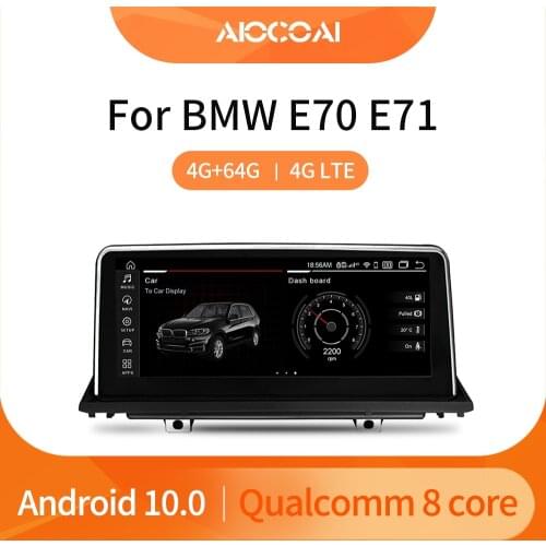 10.25'' Android 10 Qualcomm 8-core Built-in 4G LTE Car Multimedia For BMW X5/X6 E70/E71 Head Unit IPS Rear Camera