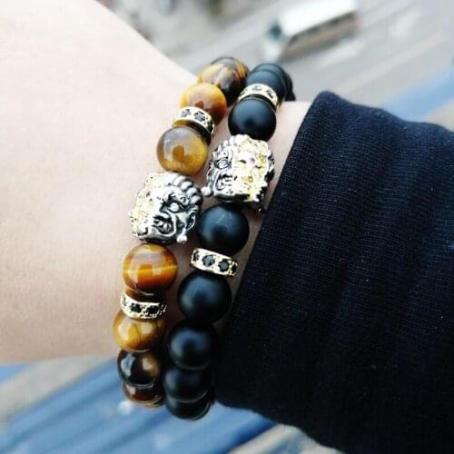 Natural stone 2 faces buddha beaded bracelet handmade bracelets for women pulseras men bileklik mens beads accesorios hombre