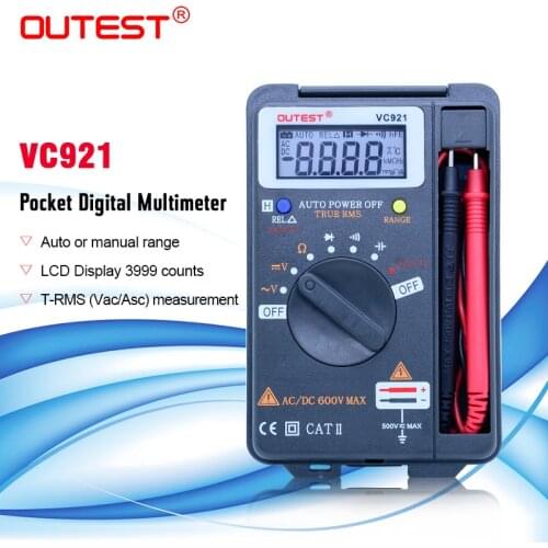 OUTEST Digital Multimeter 4000 Counts VC921 Auto range AC/DC Transform Voltmeter Ohm Capacitance Diode with Backlight