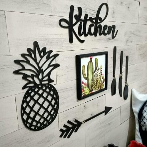 Decorative Stylish Kitchen Concept Pineapple, Fork, Knife, Spoon, Cactus, Arrow Wall Home Ornament
