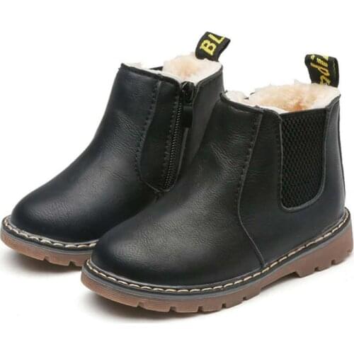 Kids Boots Autumn Winter Boys Girls Winter Boots Warm Cotton Zipper Classic Vintage Children Ankle Boots Martin Leather Boots