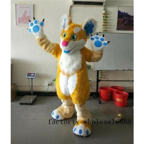 Long Fur Dog Wolf Mascot Costume suit Fox Dog party Cosplay Fancy Dress