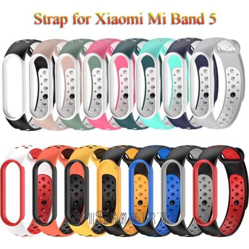 Breathable Silicone Strap For Xiaomi Mi Band 5 Bracelet Sports Replacement Wrist Bands mi band 5 strap