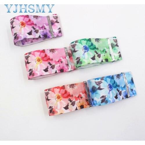 I-19906-2099,38 mm 5 Yard Cartoon flower printed grosgrain ribbon, DIY handmade hair accessories wedding gift wrapping material