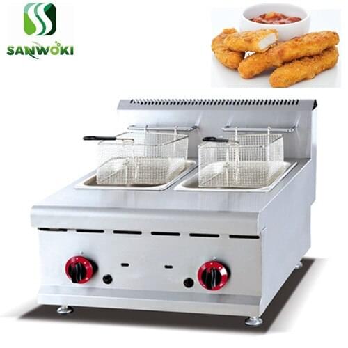 Commercial 8L*2 gas Deep Fat Fryer Double Tank Frying Cooker Stainless Steel Chips Chicken Fryer Frying Oven Frying Machine