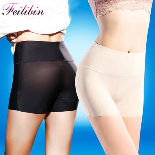 ZJX High Waist Safety Short Pants Underwear Women Boxer Briefs Ice Silk Seamless Boyshorts Sexy Womens Boyshort Panties