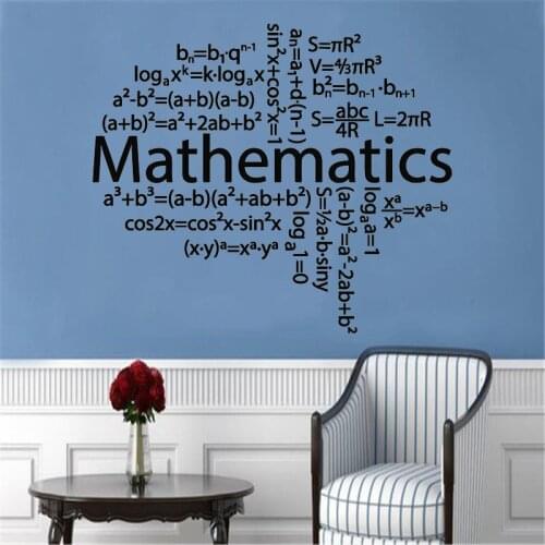 Creative Brain Wall Sticker Mathematics Formula Mural For Kids Study Room School Class Window Decal For Teens Bedroom M0055