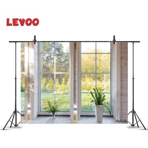 LEVOO Spring Photo Backdrop Bright Interior Big Window Wooden Floor Background Photography For Photo Studio Photobooth Props