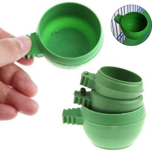 Mini Bird Parrot Food Water Bowl Feeder Plastic Green Cage Sand Cup Pets Birds Pigeons Feeding Dish