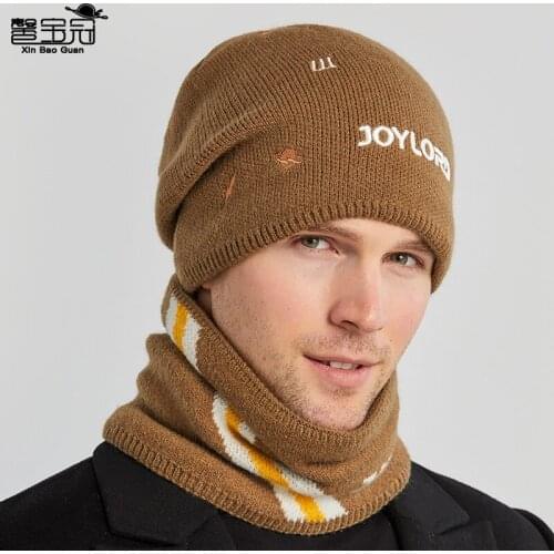 Autumn and winter new woolen hat mens versatile Plush knitted hat embroidered letter warm cover cap parent child