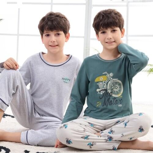New Teens Clothes Kids Clothing Set Big Boy Girl Pajamas Sets Girls Boys Cotton Sleepwear Full Sleeve Pyjamas Kids Home Clothes