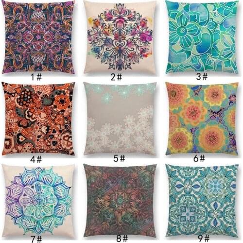 New Vivid Art Colorful Flowers Gorgeous Floral Doodle Geometry Mandala Coral Wonderland Pattern Car Cushion Cover Pillow Case
