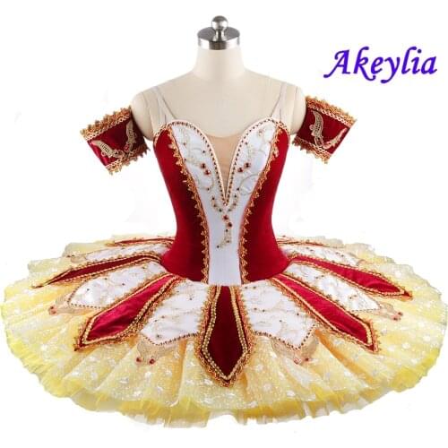 News! Burgundy yellow Ballet Tutu Esmeralda professional Ballet Stage Costumes Tutus for competition Adult Ballet Pancake Tutu