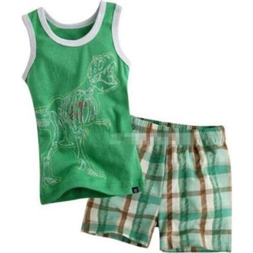 New Design 100% Cotton High Quality Boys Green Dinosaur Pajamas Pyjama Kids Boys Shark Pajamas Baby Clothing Set