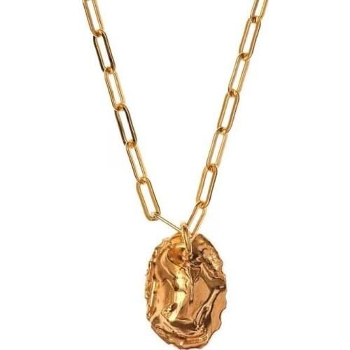European and American retro street oval coin necklace