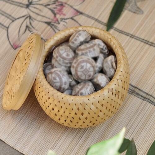 Durable Practical Creative Bamboo Woven Basket with Cover Storage Holder Load Bearing for Vegetable