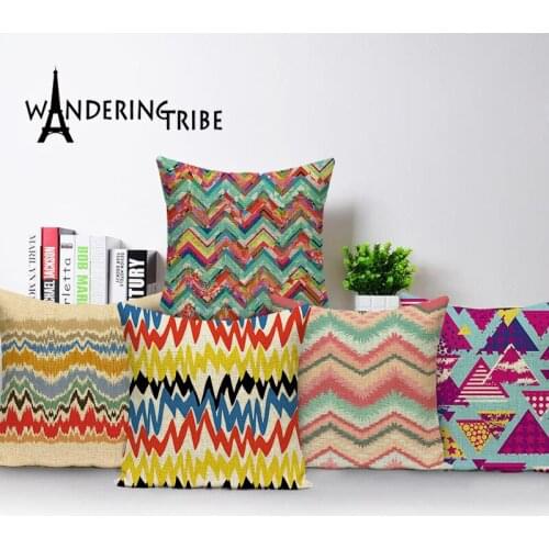 Retro Abstract Style Pillow Covers Colorful Stripe Pillows Case Print CushionsCover Wave Geometric Home Bed Bedroom CushionCases