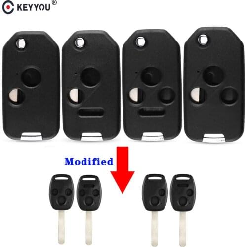 KEYYOU 3+1 2+1 2/3 Buttons Folding Flip Remote Key Shell Cover For Honda Fit Odyssey Rigeline Accord CRV Civic