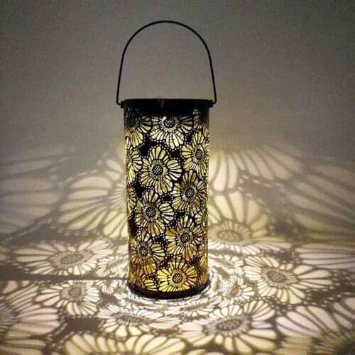 Solar Lanterns Outdoor Daisy Hollow Design Garden Hanging Decorative Lights LED For Patio Lawn Pathway Party Yard